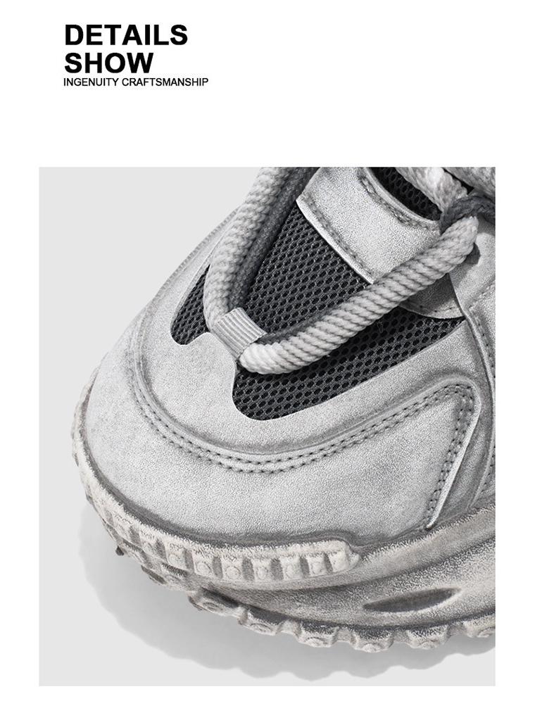 Spring Men's Breathable Mesh Sports Shoes - Trendy Versatile Thick Sole Dad Sneakers