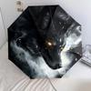 Rauchwolf-Muster, automatisch faltbarer Regenschirm, tragbares und faltbares Design, 8 Speichen, ein Weihnachts- oder Geburtstagsgeschenk.
