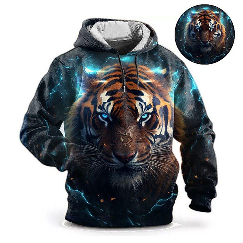 Sweat à capuche imprimé animal pour homme Mode Haut polyvalent Sweats à capuche amples Sweats Homme
