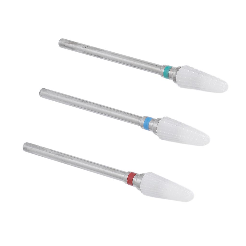 3pcs Ceramic Nail Drill Bit Set Gel Removal Nail Polishing Grinding Bit Accessory for Electric Nail Drill