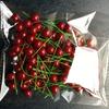 100 Pcs Red Cherry Decor Artificial Lifelike Cherries For Christmas Party Home Kitchen Decoration Fake Fruit Kids Office Cafe