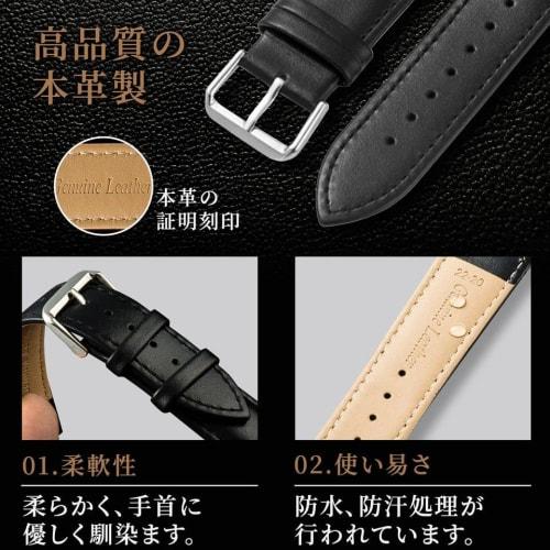 Anddat Genuine Leather Replacement Watch Strap, Solid Color, 18mm, 19mm, 20mm, 21mm, 22mm, Men's (20mm, Navy)