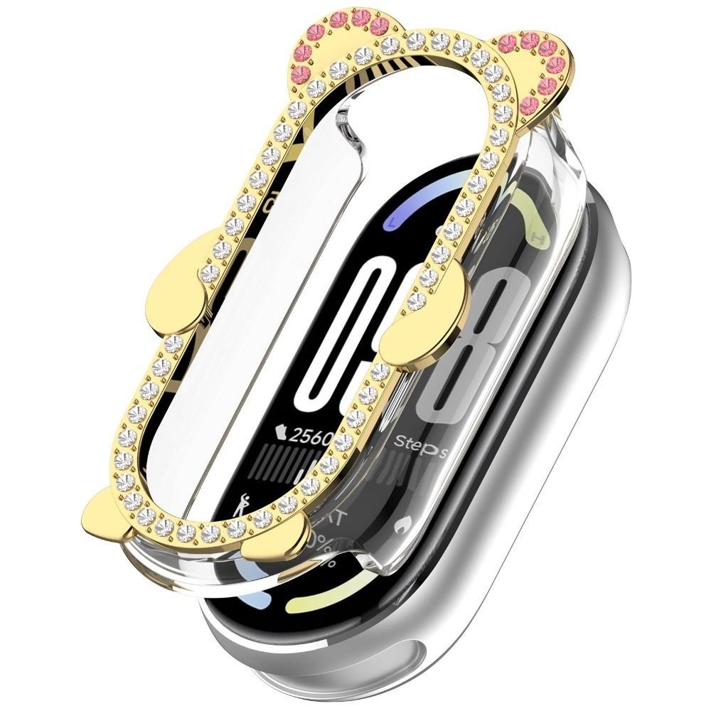 Diamond PC Protective Case Anti-Scratch Cute Bear Screen Protector Bling Hollow Decorative Watch Bumper for Xiaomi Band 9