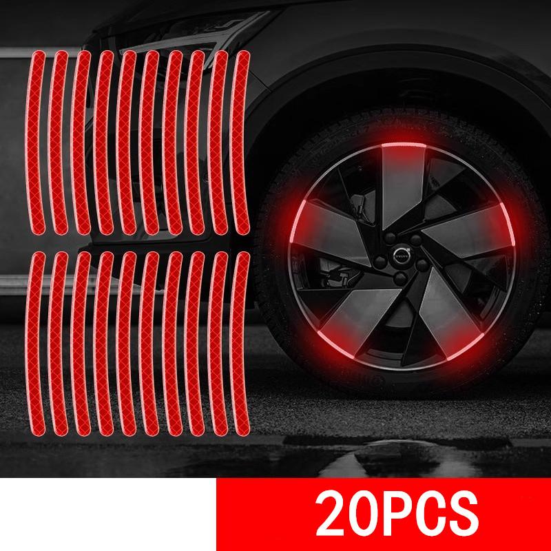 

20/100PCS Car Motorcycle Wheel Reflective Strips Colorful Hub Stickers Car Styling Decal Sticker Auto Moto Decor Decal Accessory