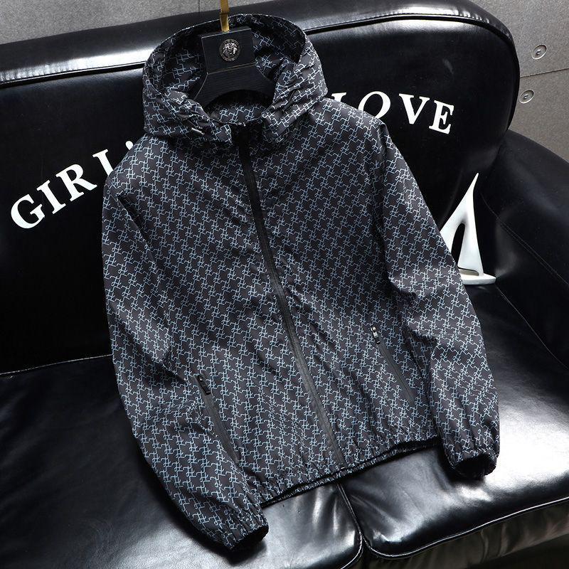 Men's 2025 Trendy Windproof Double-Layer Hooded Jacket with Letter Print