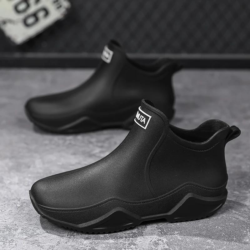 Fashion Couple's Outdoor Rain Boots Men High Top Hiking Fishing Water Shoes Anti-slip Chef Work Ankle Boots Waterproof Shoes
