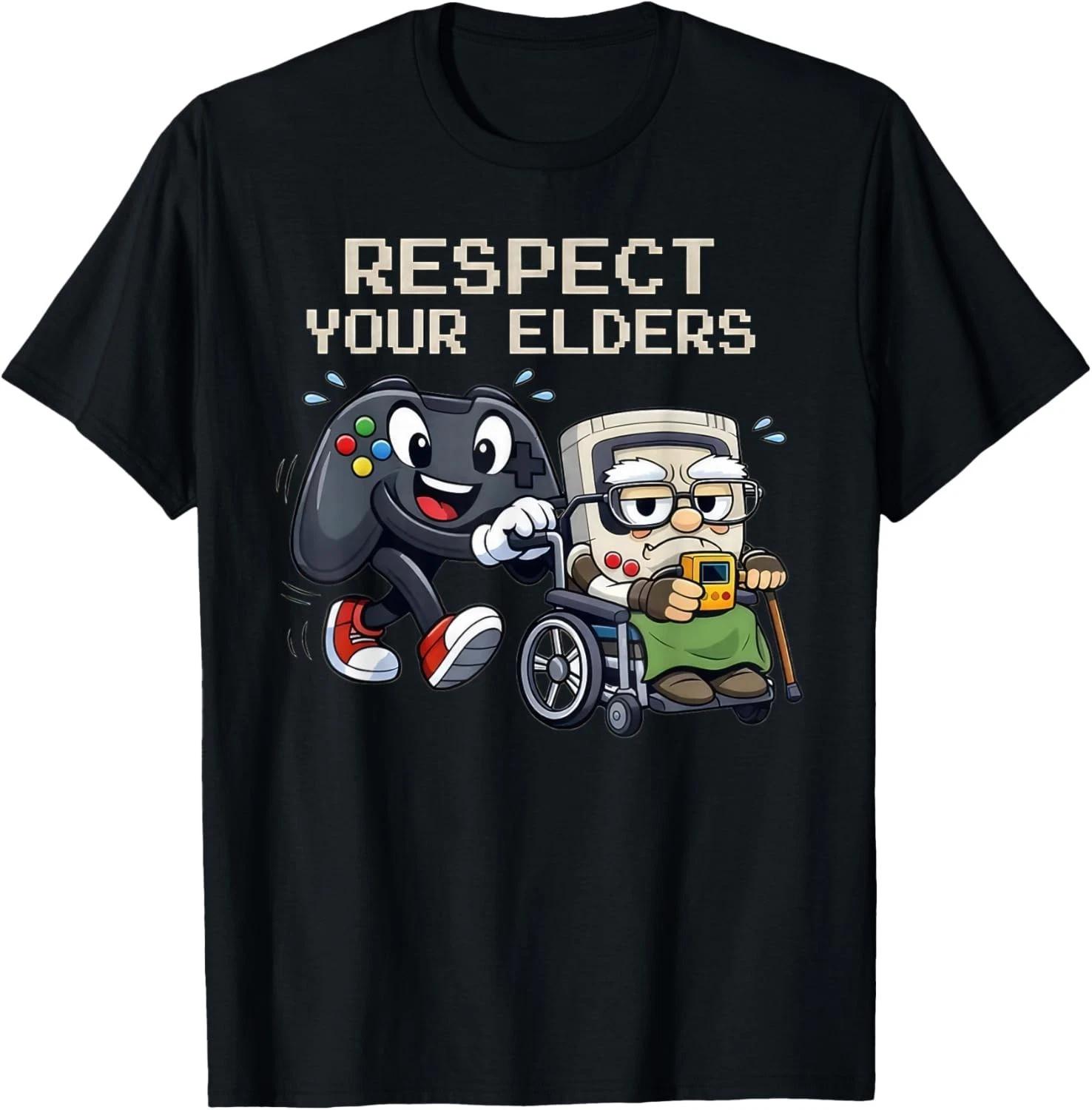 Respect Your Elders Gaming Control Retro Funny Design Gamer Gift Unisex T-Shirt S