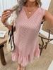 2026 Women's Casual Striped Button-Back Mini Dress - Vacation Style