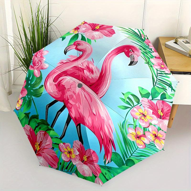 

Flamingo Tropical Theme Automatic Open/Close Umbrella, Portable 3 Fold Compact Umbrella for Men & Women, Valentine s Day Mother s Day Gift0725075