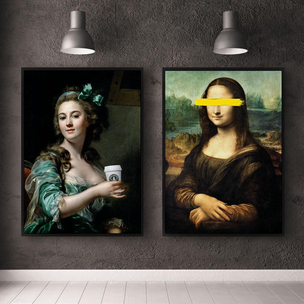 Set of Two Posters Mona Lisa Coffee