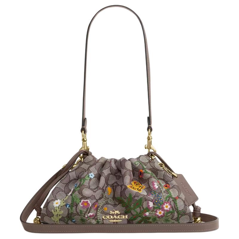 

COACH Faye 26 floral print fabric and leather crossbody shoulder bag medium women s brown коричневий
