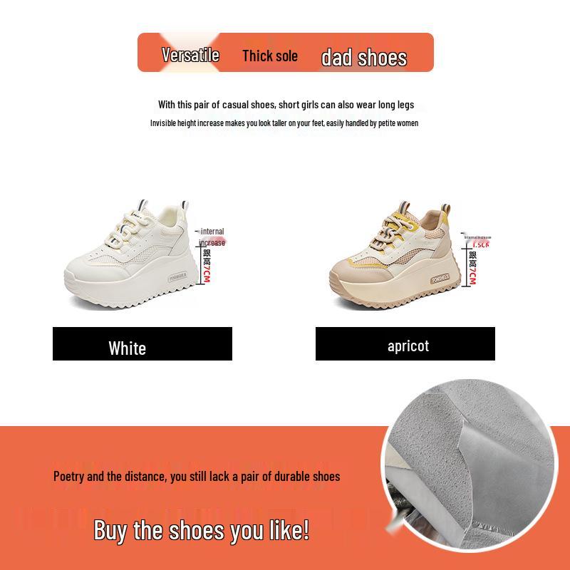 Spring/Summer 8cm Women's Platform Trainer – Versatile Sport Casual Dad Shoes