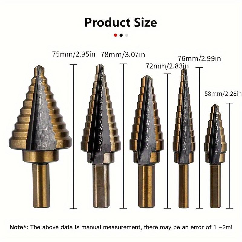 5PCS Black and Yellow Pagoda Drill Triangular Handle Straight Slot Hole Reamer Step Drill Step Drill