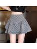 Plus Size Grey Polka Dot A-line Short Skirt for Autumn - High Waist Fluffy Cake Design for Women