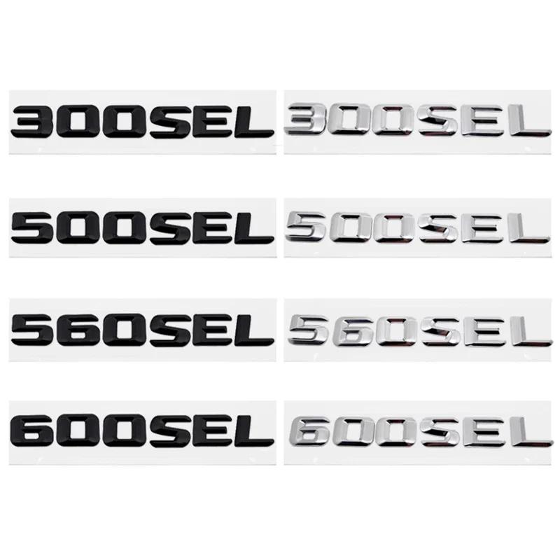 ABS Kovová Samolepka na Auto Zadní Kufr Čísla Písmena Znak pro Mercedes Benz 300SEL 500SEL 560SEL 600SEL Znakové Samolepky Dekorace