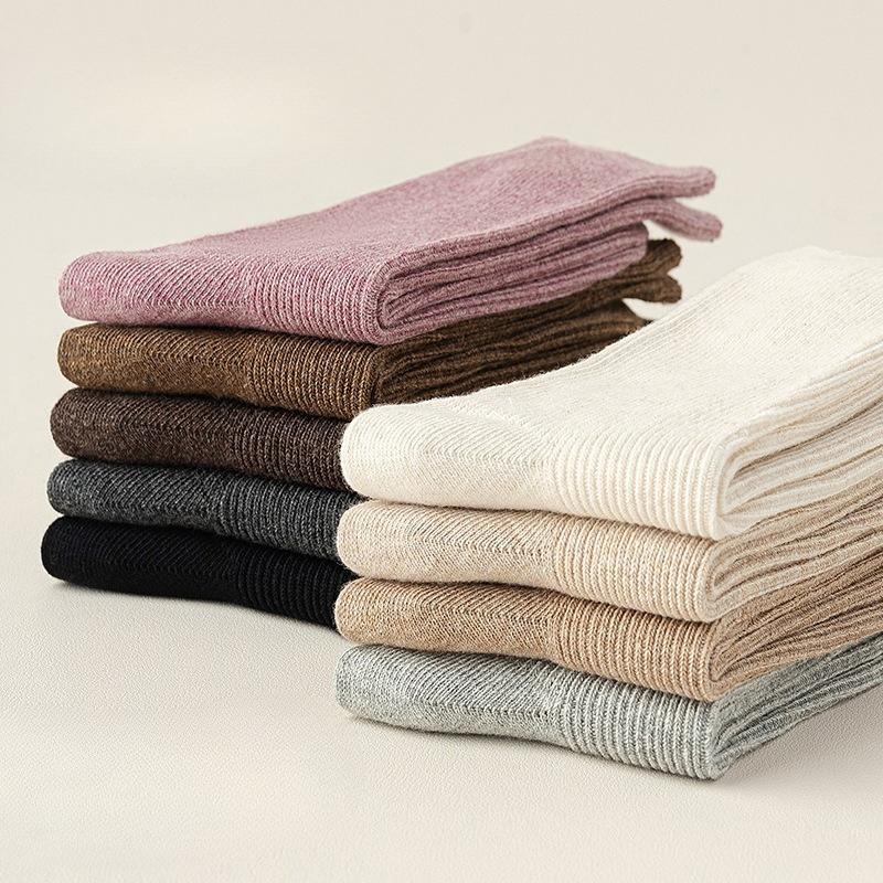 Pure Cotton Socks, Women's Spring and Autumn Mid-calf Socks, Breathable, Sweat-absorbing, Odor-proof Socks, Anti-pilling Pile Socks