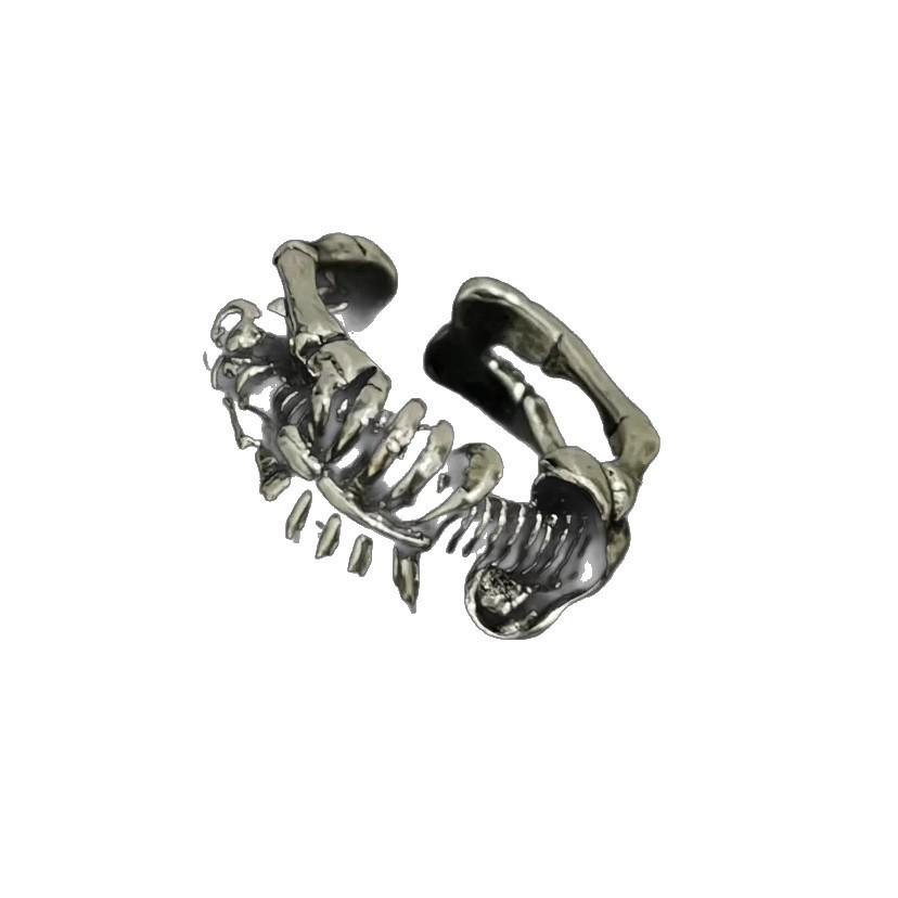 European Sterling Silver Skull Skeleton Ring - Unisex Retro Punk Style