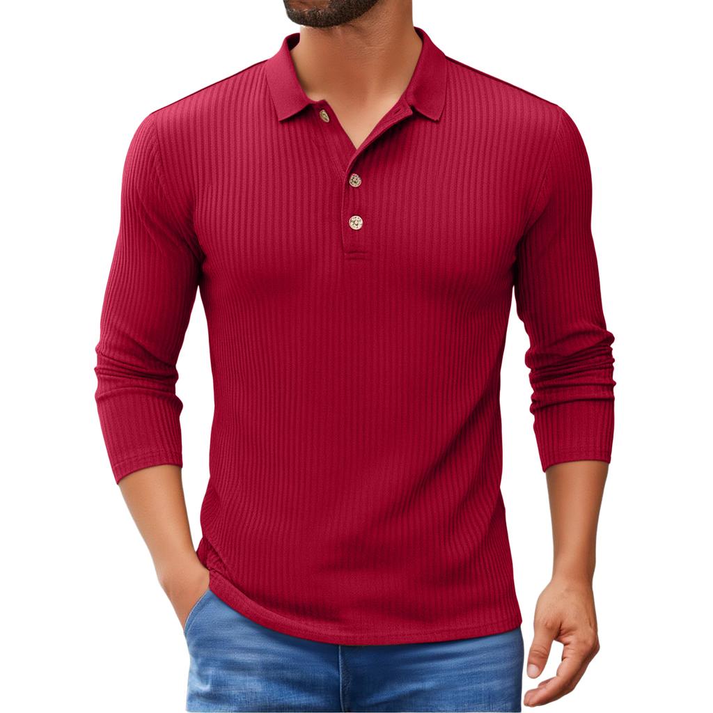 Men's Casual Solid-Color Slim-Fit  Long-Sleeve Base Layer Top
