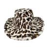Autumn And Winter New Versatile Leopard Print Western Denim Hat Fleece Thickened Versatile Top Hat European And American Style Jazz Hat