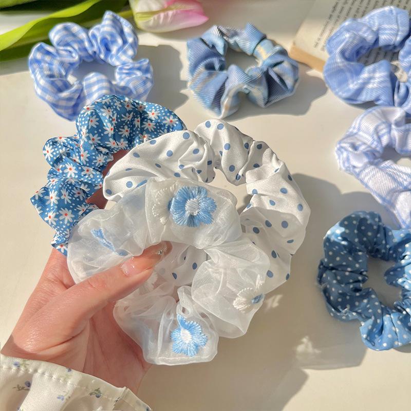 10Pcs Hair Rings Simple Cute Women Classic Large Intestine Hair Rings Marble Head Spring Summer Hair Accessories