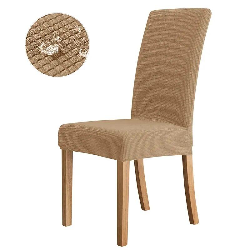 Waterproof Chair Cover for Dining Room Kitchen Elasticity Jacquard Spandex Stretch Luxury Chair Cover Seater Case Wedding Hotel