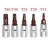 5pcs Socket Wrenches Torx Screwdriver Bits 1/4 Inch Drive Socket Head Tools T15 T20 T25 T30 T40 Socket Bits Hand Tools