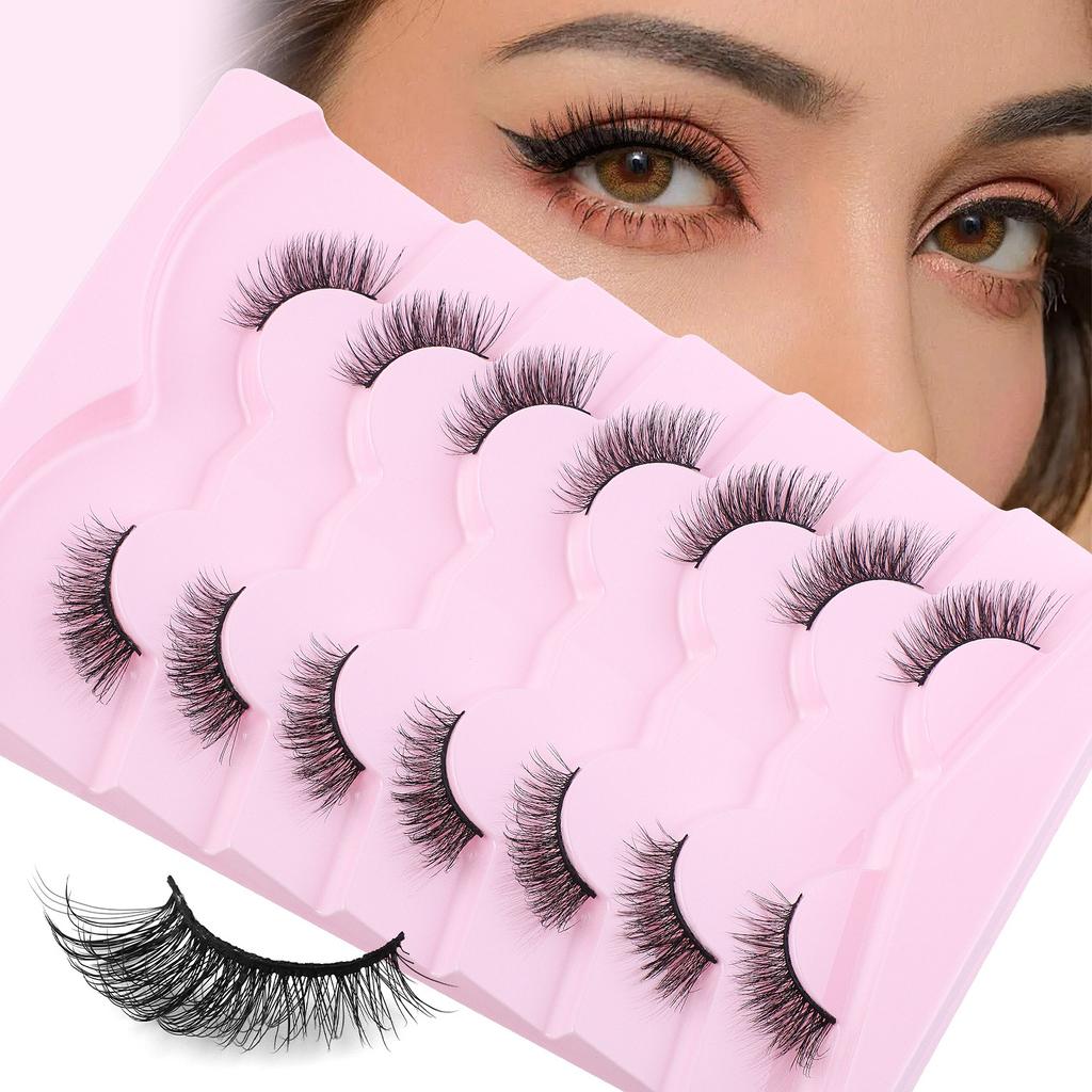 7 Pairs Of Half-Eye False Eyelashes, Dense Curled Eye Tail, Elongated Half-Eye False Eyelashes