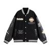 Trendy Men's Heavyweight Embroidered Baseball Jacket: Hip-Hop Street Style, Loose Fit, Wool Blend PU Leather, Perfect for Spring & Autumn
