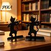 Desktop Bookend 1 Pair Metal Cat Book Ends, Cute Bookends for Shelves, Decorative L-shaped Heavy Duty Support Stopper Home Office Desk Bookshelf Decor