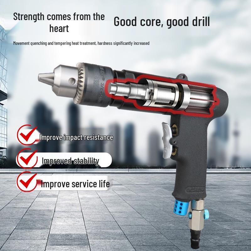 1/2 Inch Forward-Reverse Air Drill - 3/8 Inch Industrial-Grade Pneumatic Drill & Paint Mixer