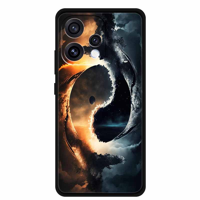 Case For Oppo Reno 15C 5G Colorful Flowers Black Soft Silicone TPU Phone Cases For Oppo Reno15 5G Shells Protection Bumper Funda