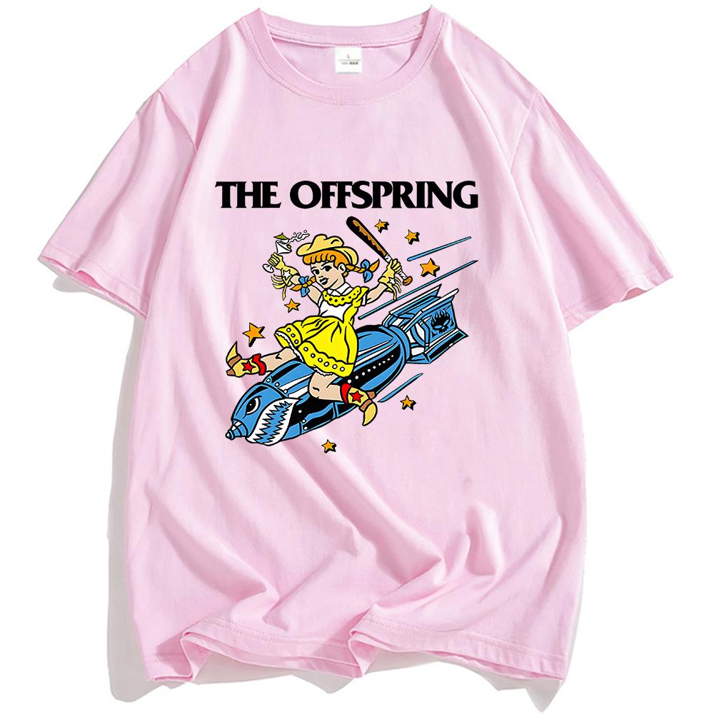 

Жіноча футболка Bomb The Offspring Футболка рок-гурту з коротким рукавом Бавовняні вільні футболки Літня повсякденна мода Чоловіча футболка Вуличний одяг M рожевий