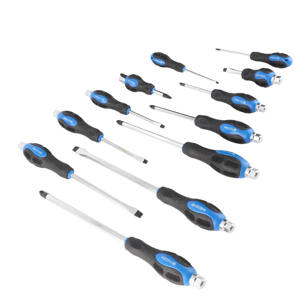 12 Pcs Mechanics Anti Slip Handle Screwdriver Box Set with Go Thru Handle Shaft