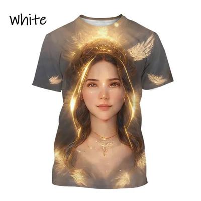 Summer Round Neck 3D Beautiful Wing Angel Pattern Printed Top Fashionable Casual Short Sleeved Men's and Women's Unisex T-shirts