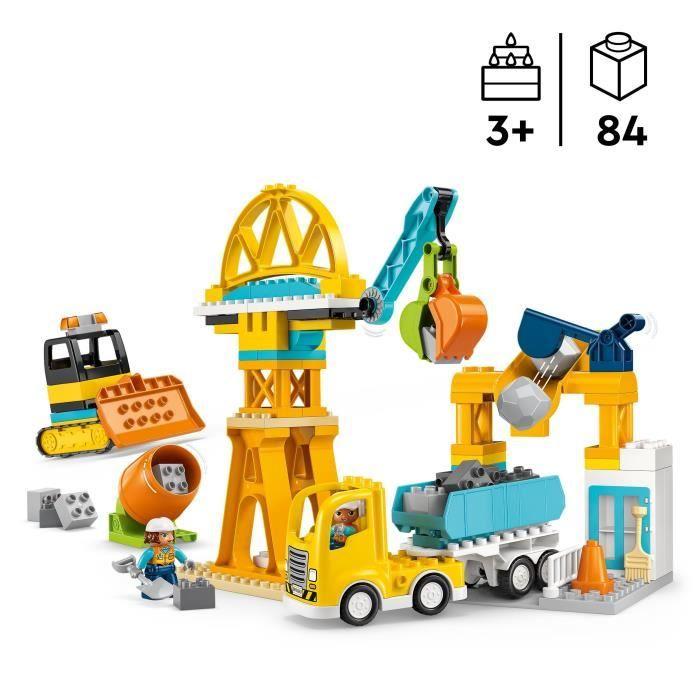 LEGO DUPLO Ma Ville 10476 Le Chantier et les Véhicules de Construction 3-en-1 - Jeu Créatif