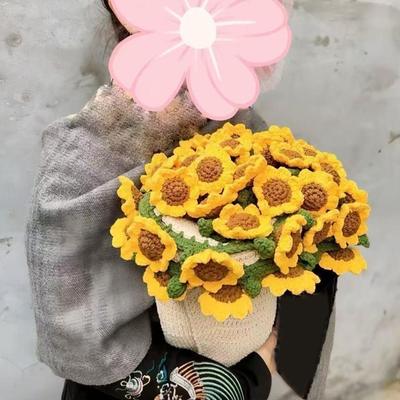 Creative Flower Bouquet Blanket Finished Product Crocheted of Sunflower The Valley Blanket Lily Bouquet L1K9