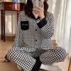 Plaid Long Sleeve Pajama Set with Pants – Spring & Autumn Style, Comfortable Home or Dorm Wear, Suitable for Outdoor Use