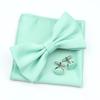 Einfarbiges Herren-Fliege-Taschentuch-Manschettenknopf-Set aus Polyester, Schmetterling, Hochzeit, Party, Abendessen, Zubehör