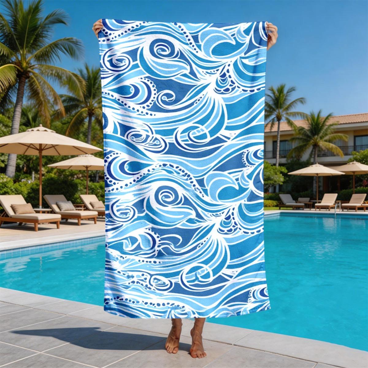 

Flowing wave lines vortex patterns polyester microfiber beach towel is highly absorbent, suitable for swimming and beach outings W40*H60(CM)