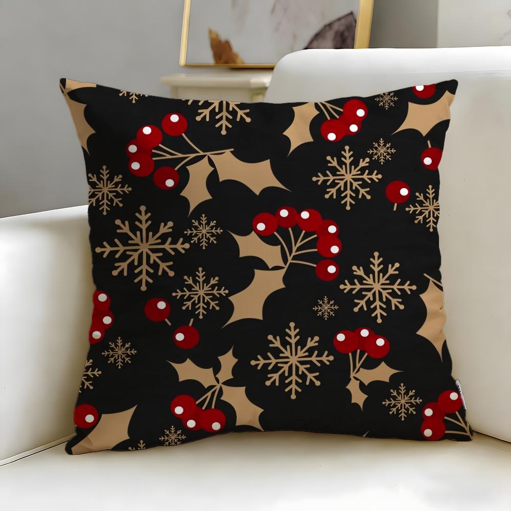 

theme Christmas tree bells snowman Cushion Cover Soft EasyWash Pillow Case Versatile for Couch Bed Travel and Office 30X30cm