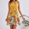 Women's Summer Floral Print Sleeveless Dress, Fresh Round Neck Loose A-word Short Skirt, Women's Skirt