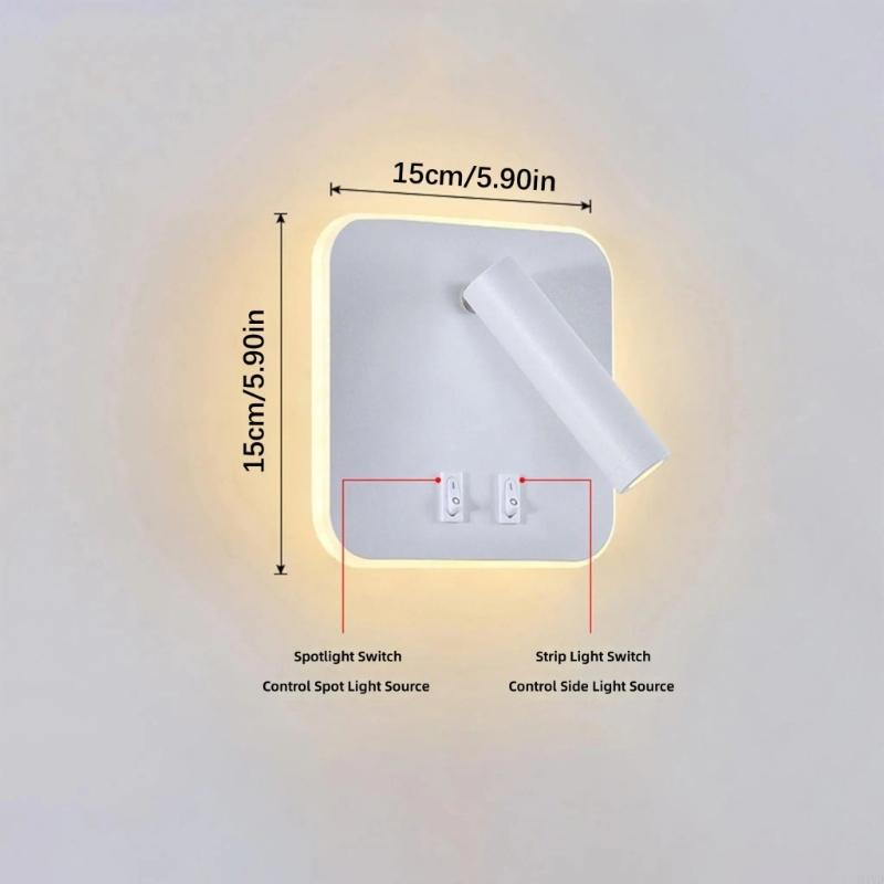 Modern Wall Lamp with Adjustable Light Mode and USB Port Bedroom Wall Lights for Home Decorating and Night Reading M4YD