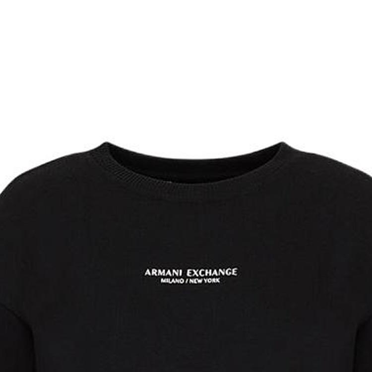 Armani Exchange Solid Logo Print Long Sleeve Dress Women Dresses Black 8NYA88-YJE5Z-1200