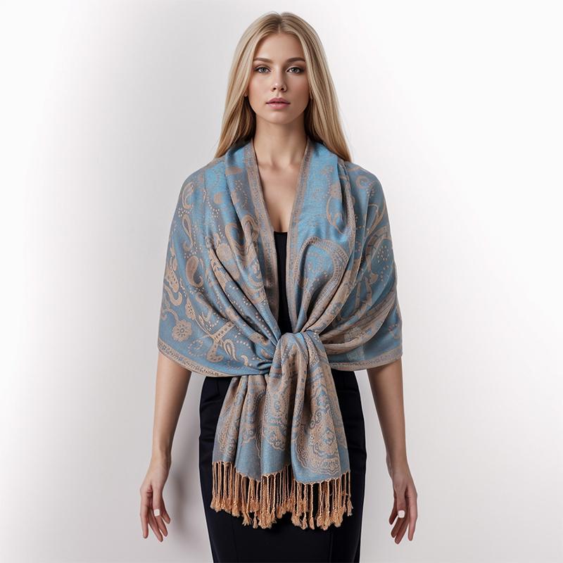 70*190cm Ethnic Style Outdoor Women Paisley Jacquard Scarf Thick Cashmere Tassel Shawl Winter Warm Neck Wrap Pashmina Floral