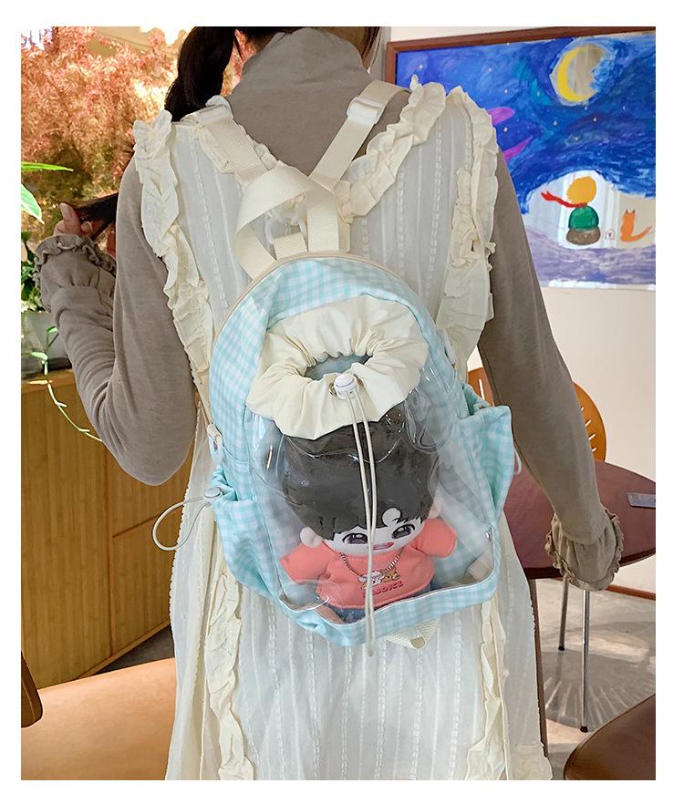 Japanese & Korean Jelly Versatile Plaid Double Shoulder Bag - Large Capacity for Students & Outdoor Use