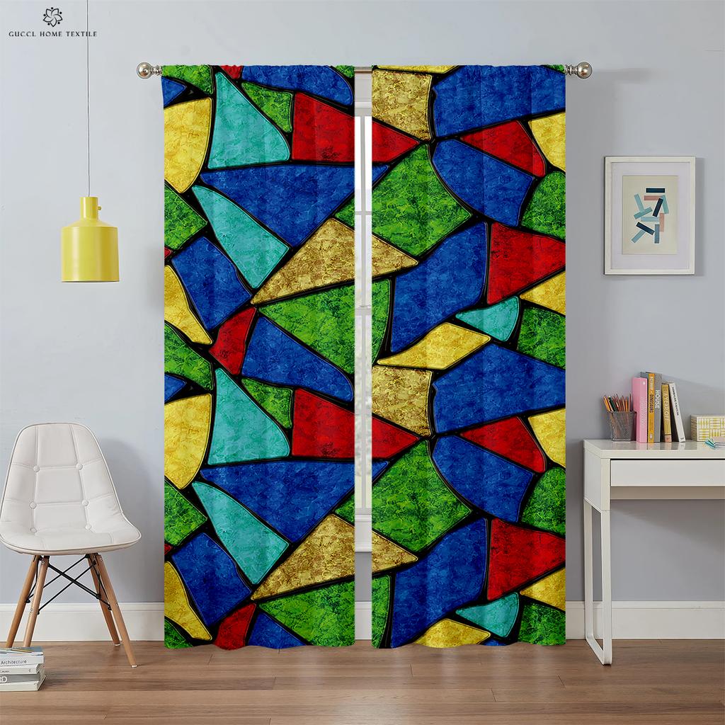 Simple Geometric Creative Pattern Curtain Rod Pocket Decorationation Modern Home Decoration Bed Room Living Area Kitchen Quality