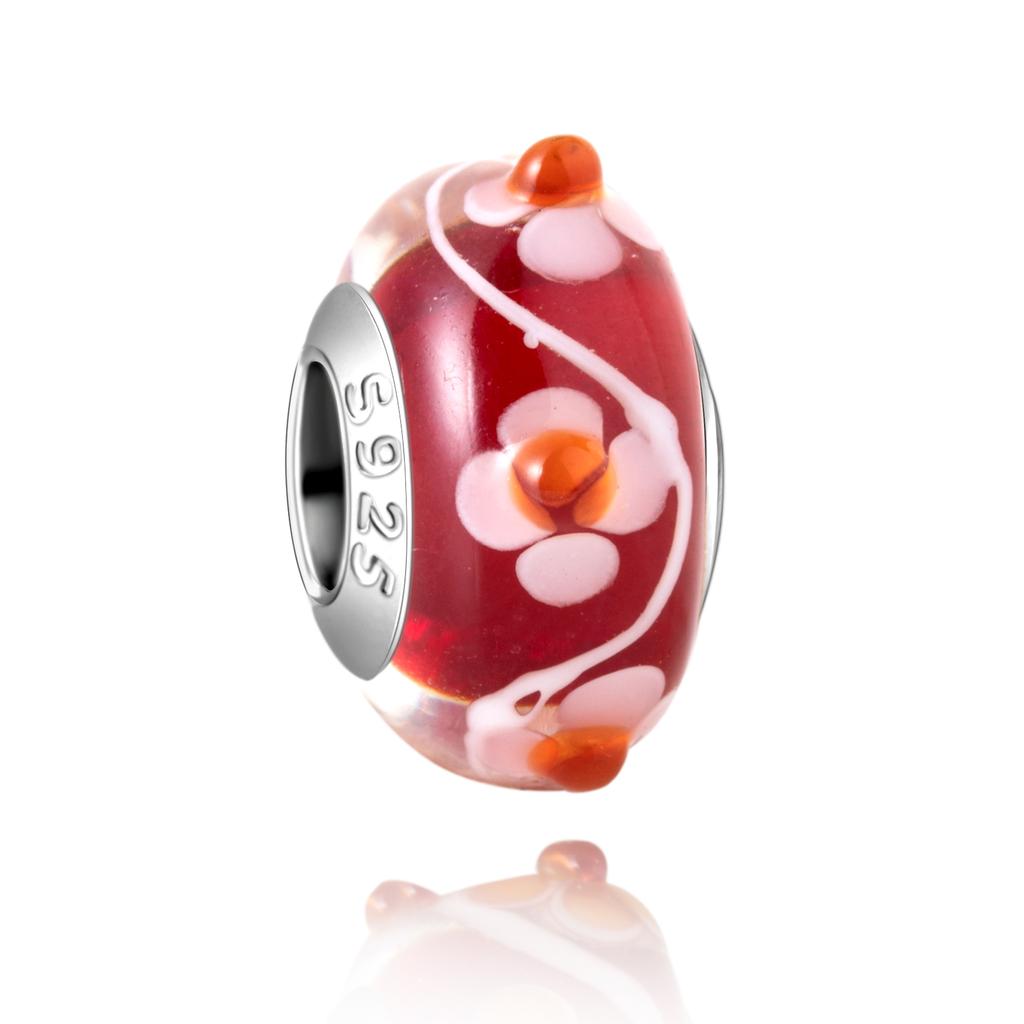 Murano Glass Collection Copper MultiColor Blue Bump Charm Fits Bracelets Women Exquisite Jewellery Accessories Gifts