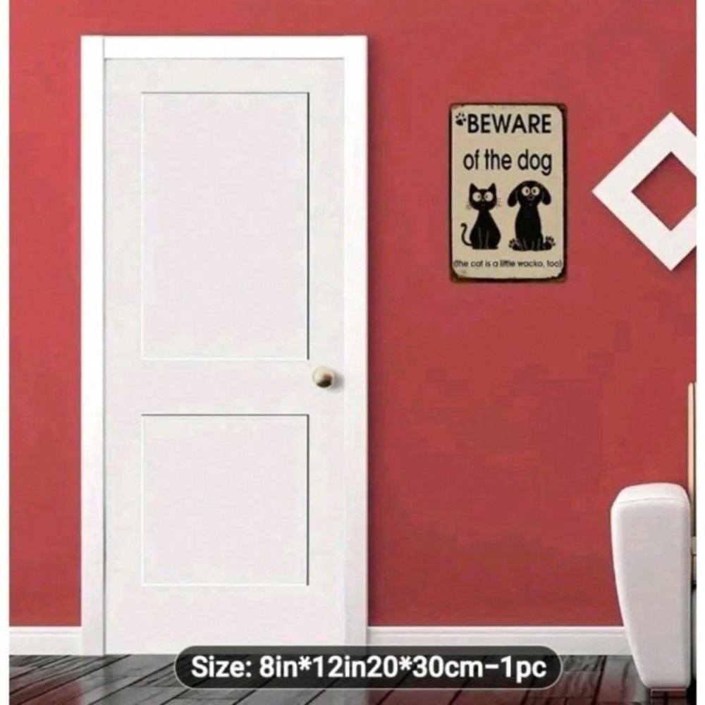 Dog and Cat Warning Metal Sign for Home Garden