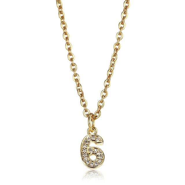 Cute Number 0 1 2 3 4 5 6 7 8 9 CZ Pendant Birthday Lucky Number Charm Necklace Rolo Chain Adjustable KN652