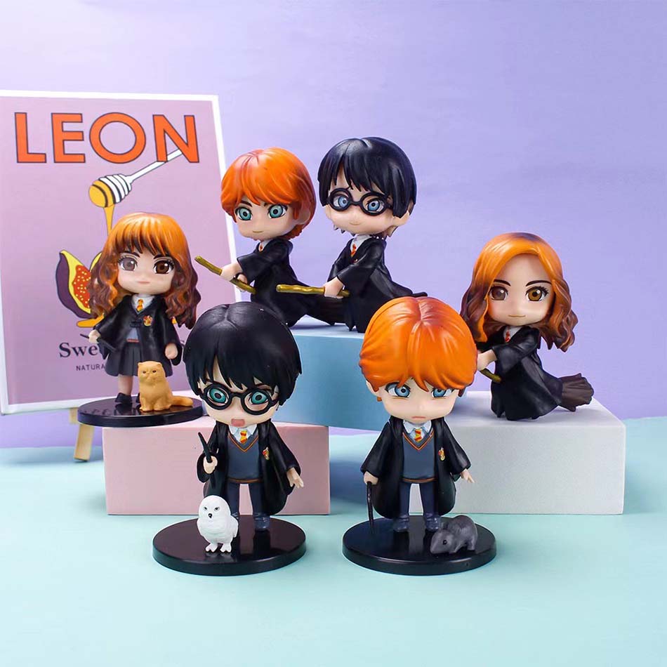 3 vnt./10 vnt. Harry Q stiliaus Potter Posket Hermione Ron Hedwig vinilinė figūrėlė žaislas torto dekoracija automobilio modelis PVC lėlė dovanų žaislai